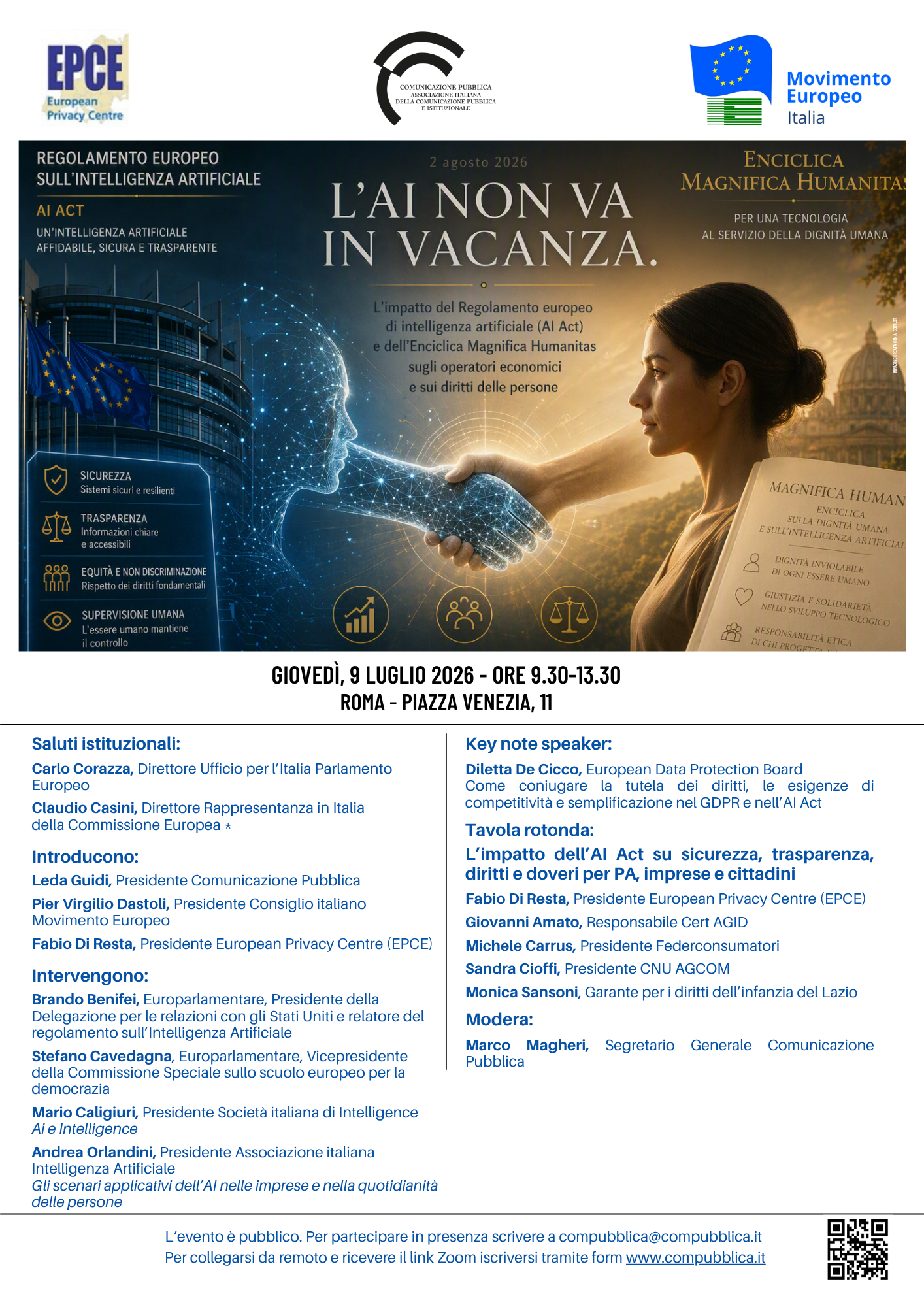 Il 9 luglio a Roma, Convegno sull'impatto dei nuovi adempimenti previsti dal Regolamento Europeo di Intelligenza Artificiale