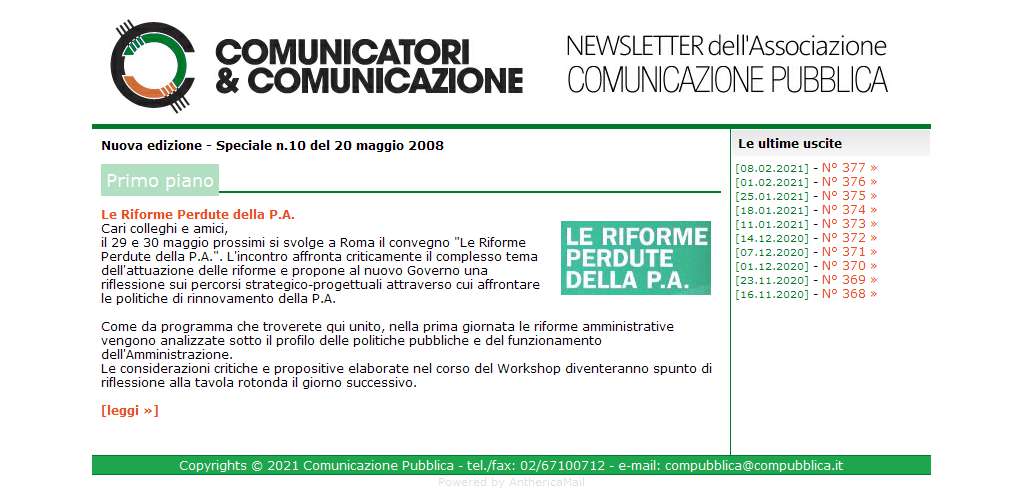 Comunicatori e Comunicazione Newsletter - 21 maggio 2008