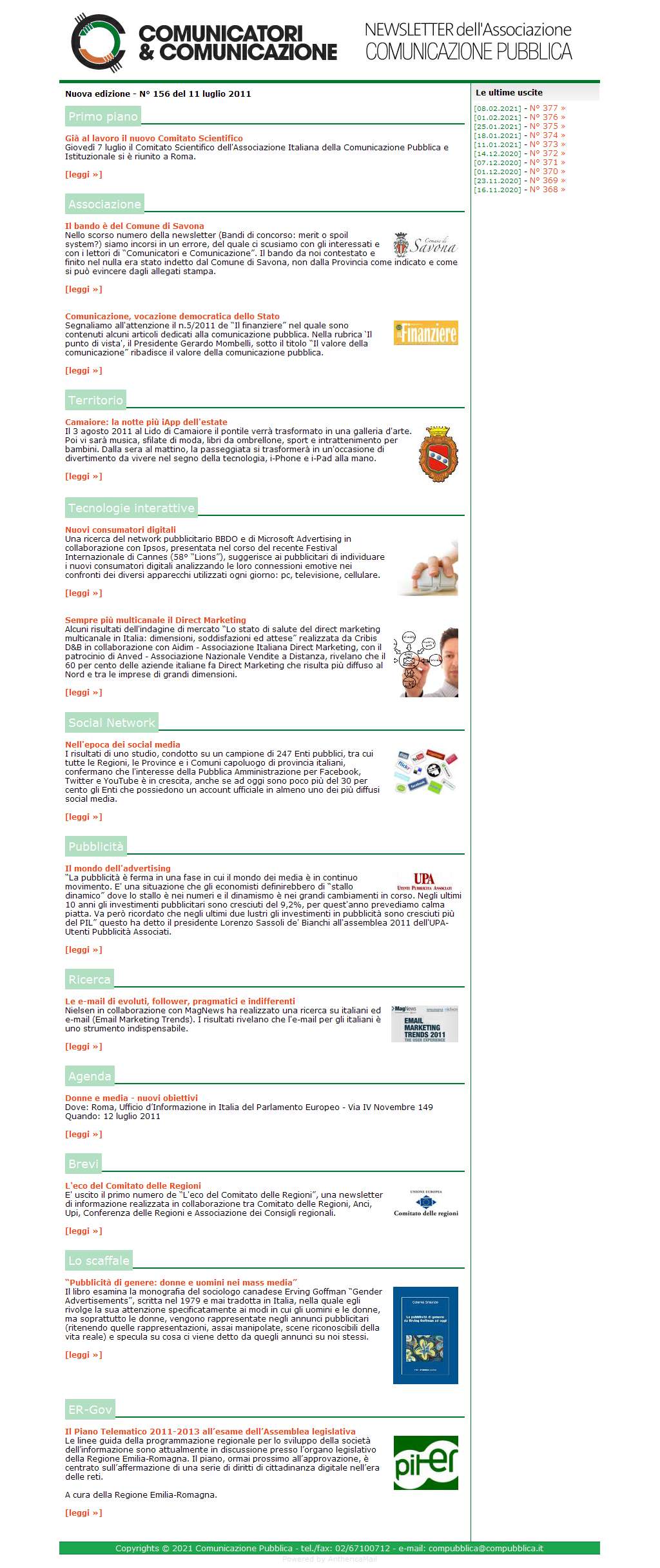 Comunicatori e Comunicazione Newsletter  n� 156  -  11 luglio 2011