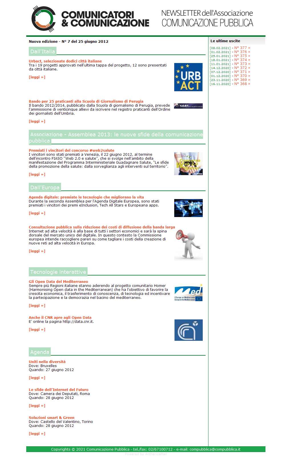 Comunicatori e Comunicazione Nuova Edizione  n� 7 - 25 giugno 2012