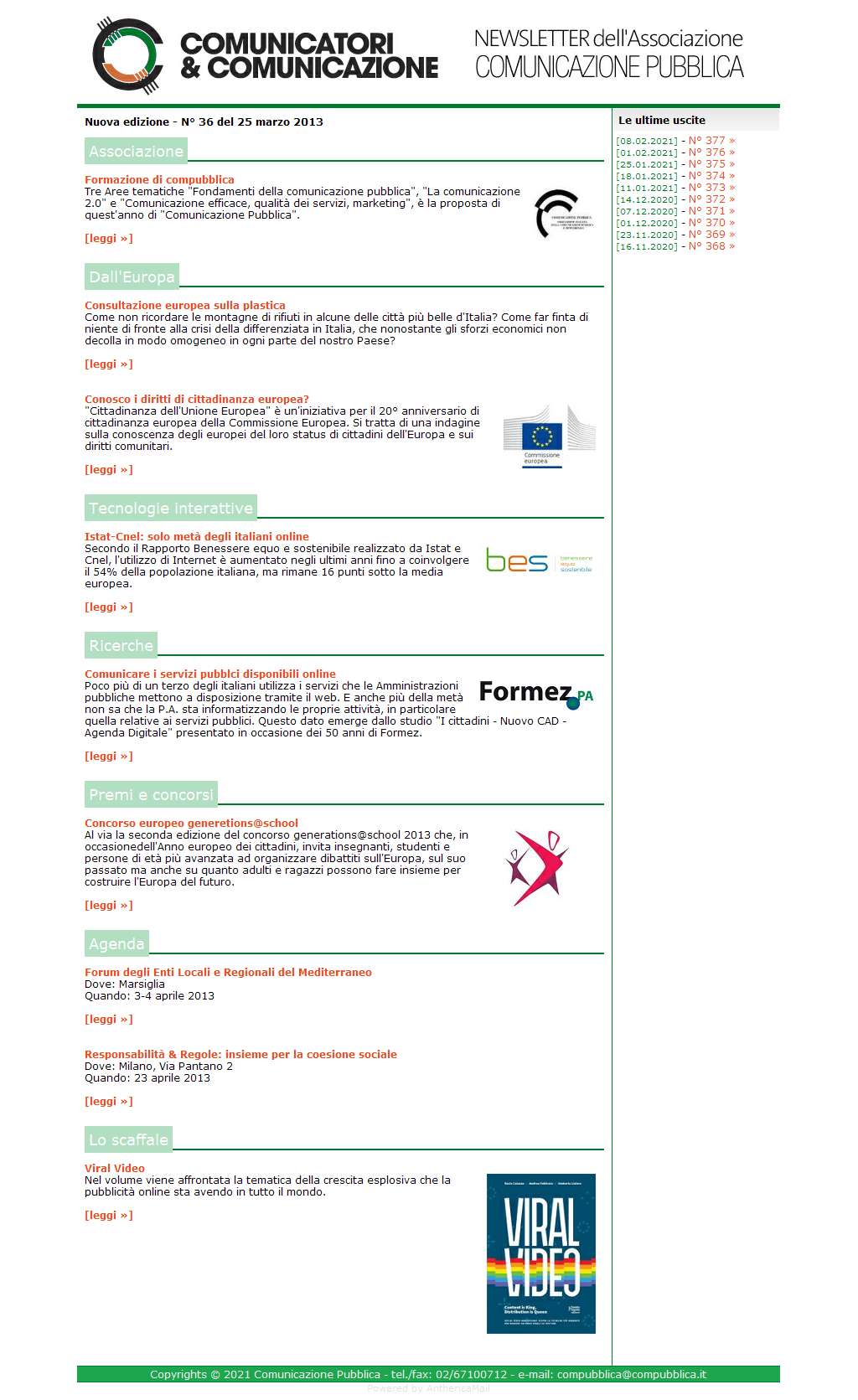 Comunicatori e Comunicazione n� 36 - 25 marzo 2013