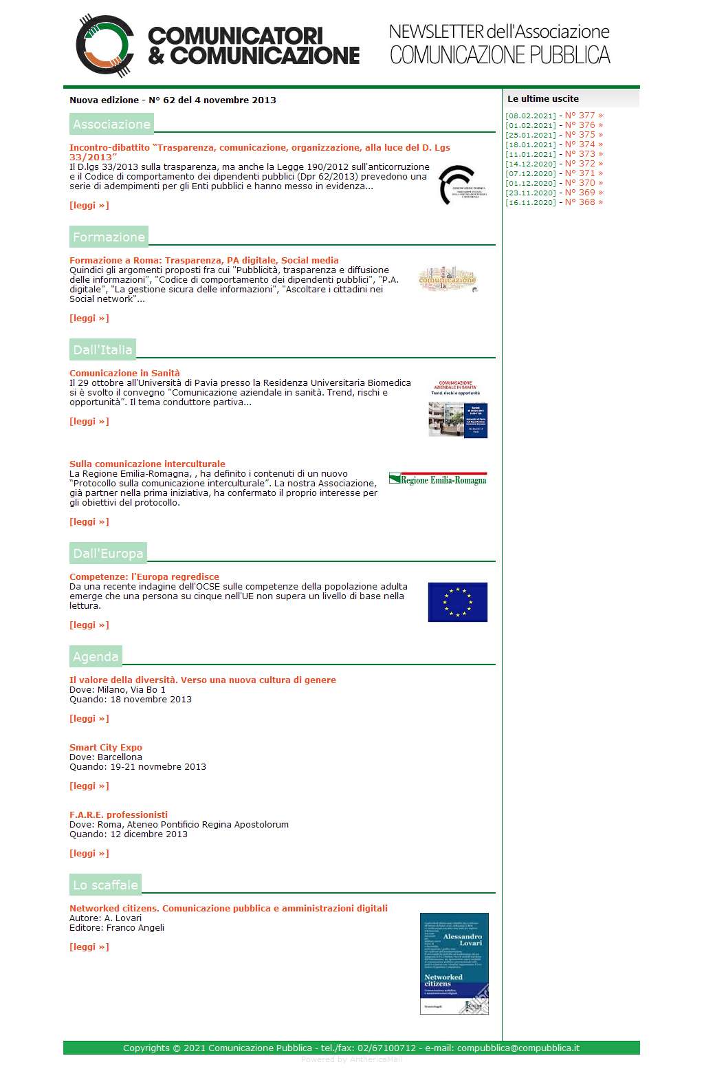 Comunicatori e Comunicazione n� 62 - 4 novembre 2013
