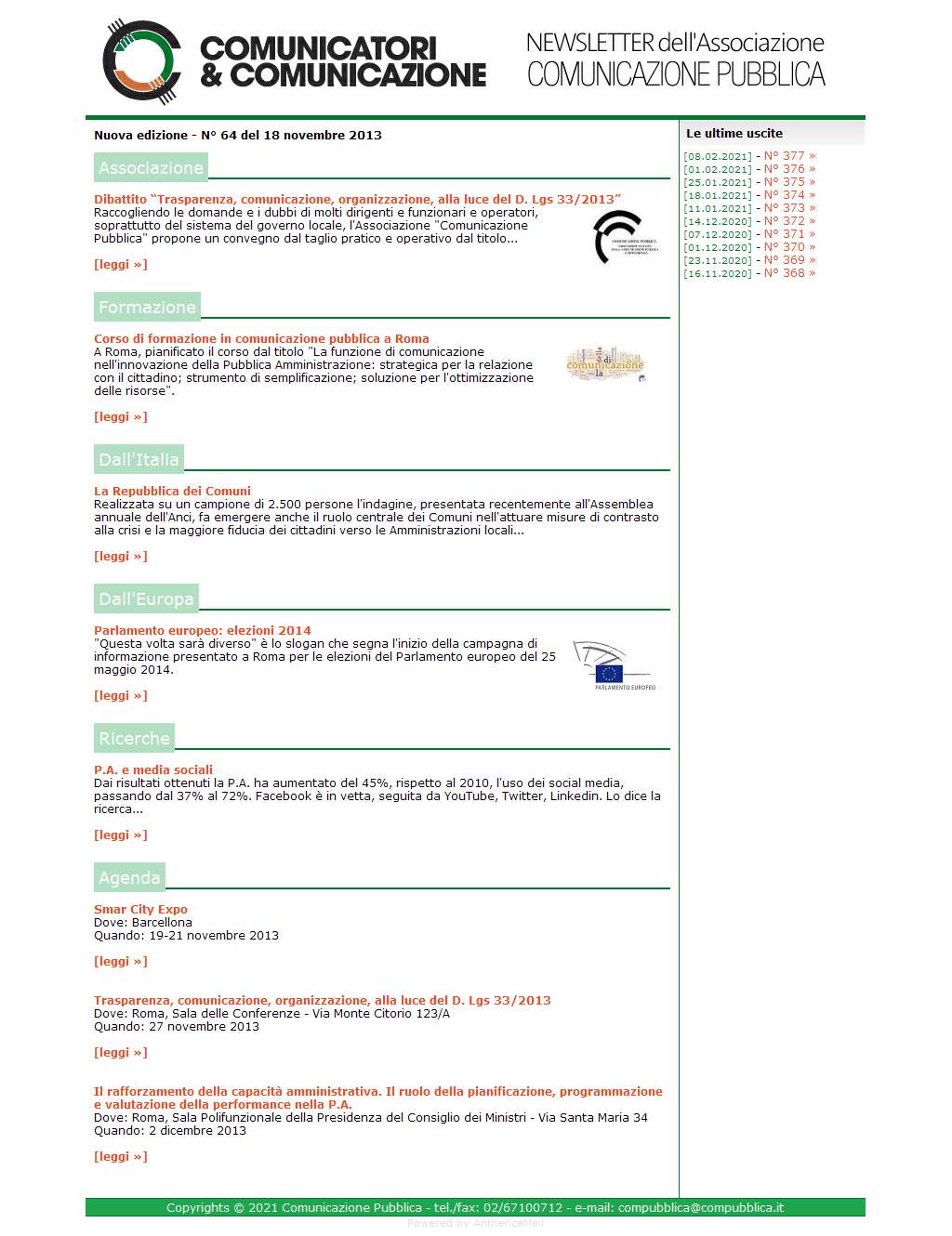 Comunicatori e Comunicazione n� 64 - 18 novembre 2013