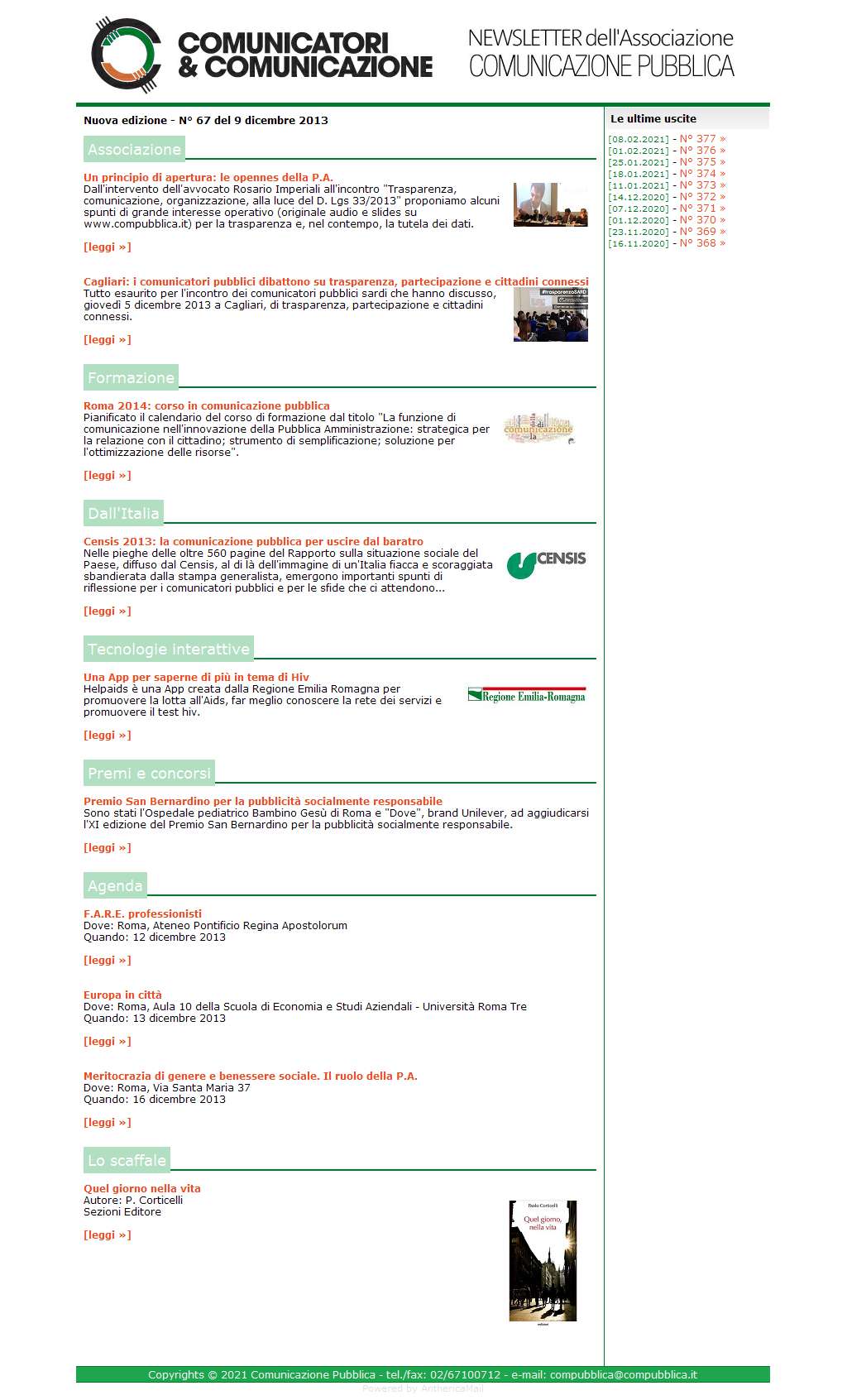 Comunicatori e Comunicazione n� 67 - 9 dicembre 2013