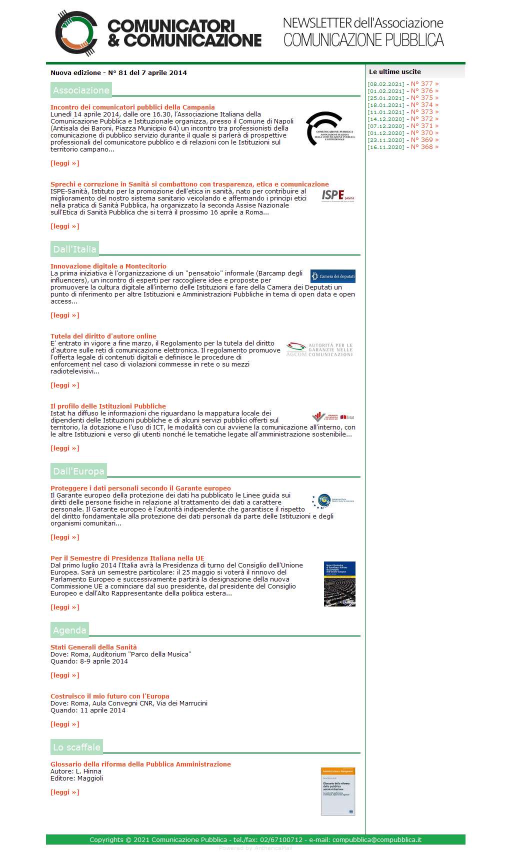 Comunicatori e Comunicazione n� 81 - 7 aprile 2014