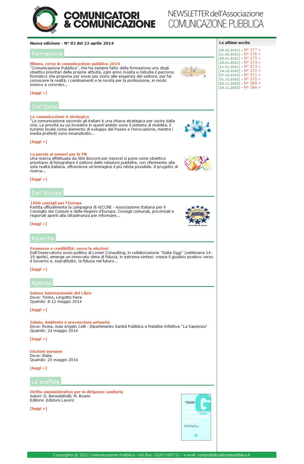 Comunicatori e Comunicazione n� 83 - 21 aprile 2014