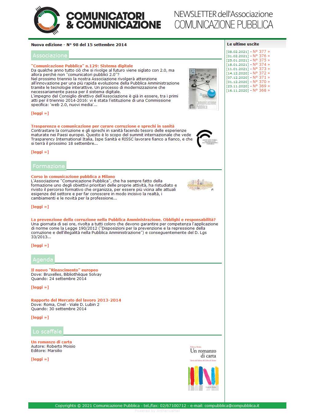 Comunicatori e Comunicazione n� 98 - 15 settembre 2014