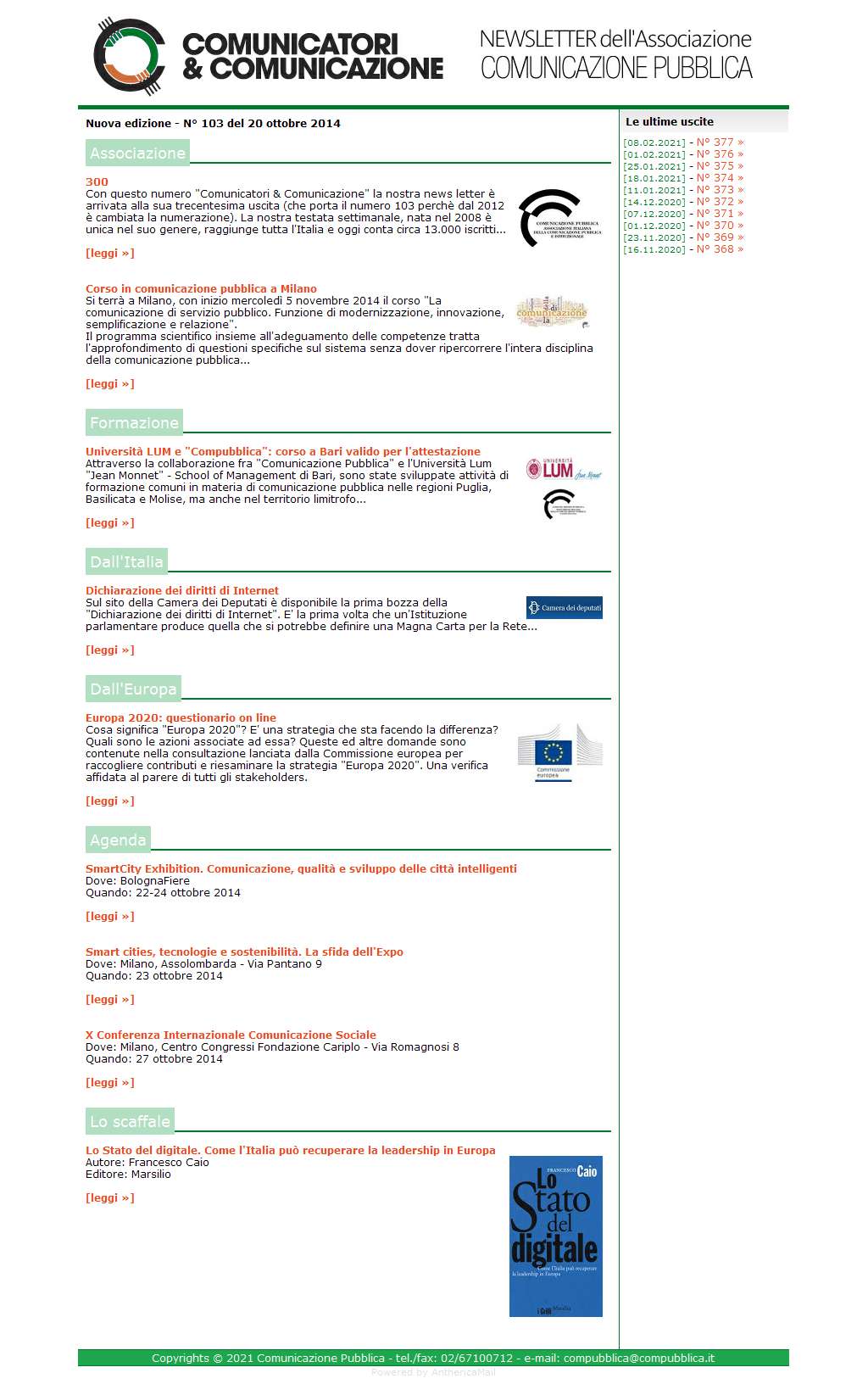 Comunicatori e Comunicazione n� 103 - 20 ottobre 2014