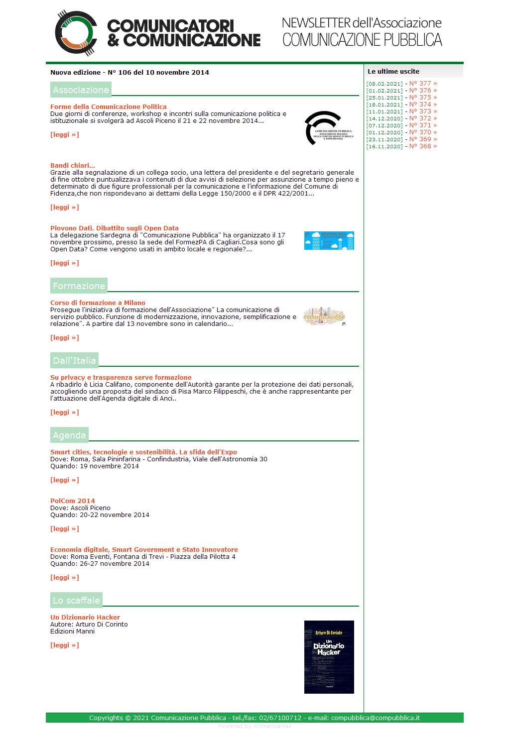 Comunicatori e Comunicazione n� 106 - 10 novembre 2014