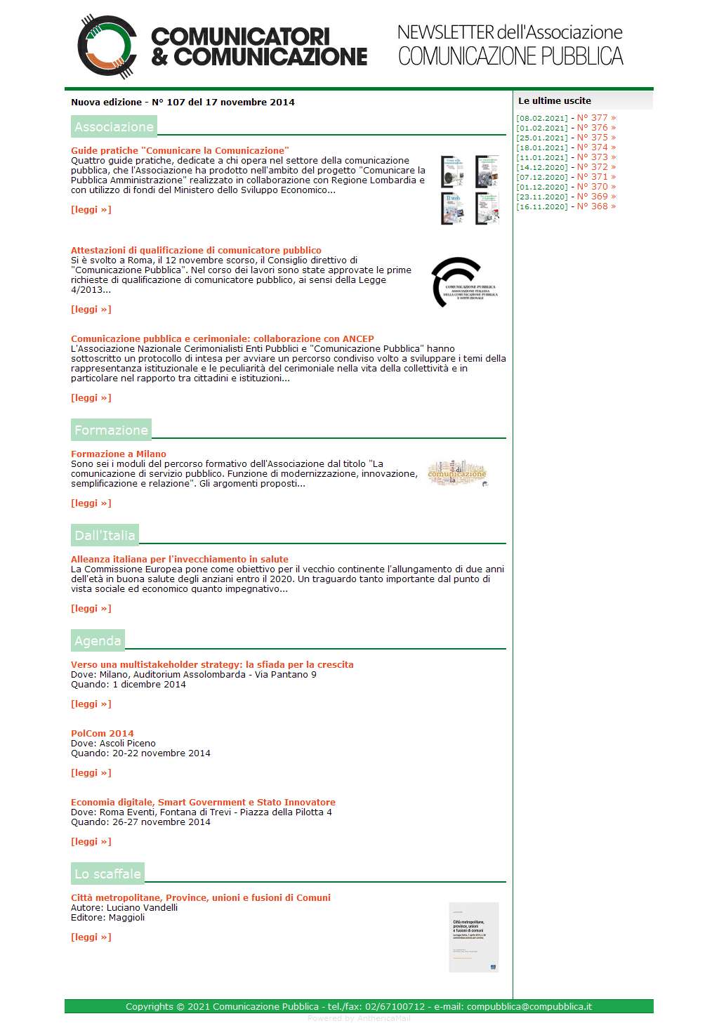 Comunicatori e Comunicazione n� 107 - 17 novembre 2014