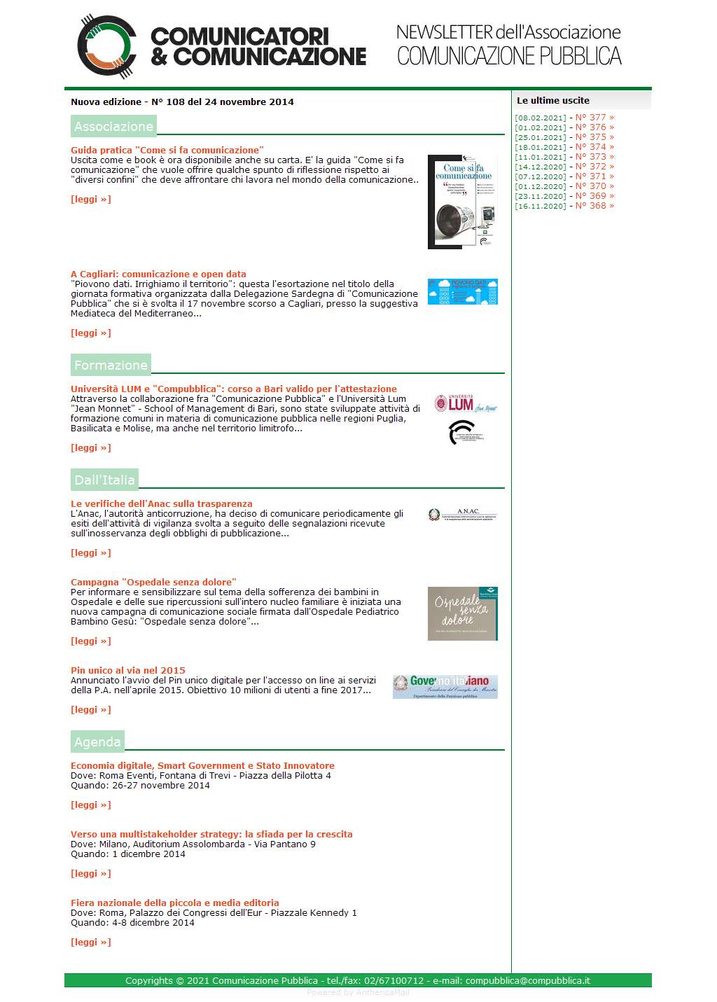 Comunicatori e Comunicazione n� 108 - 24 novembre 2014