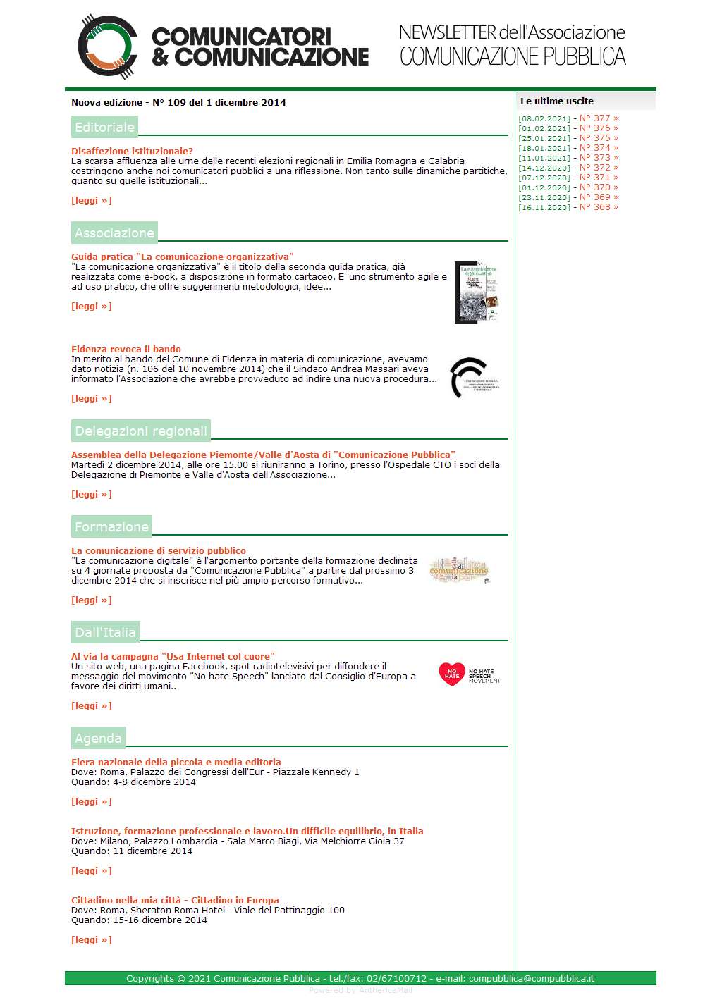 Comunicatori e Comunicazione n� 109 - 1 dicembre 2014