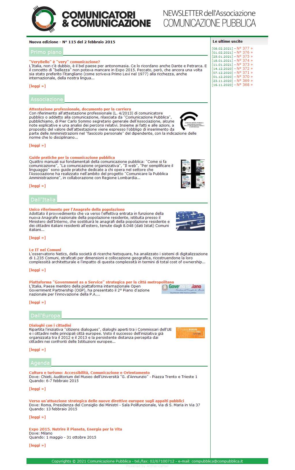 Comunicatori e Comunicazione n� 115 - 2 febbraio 2015