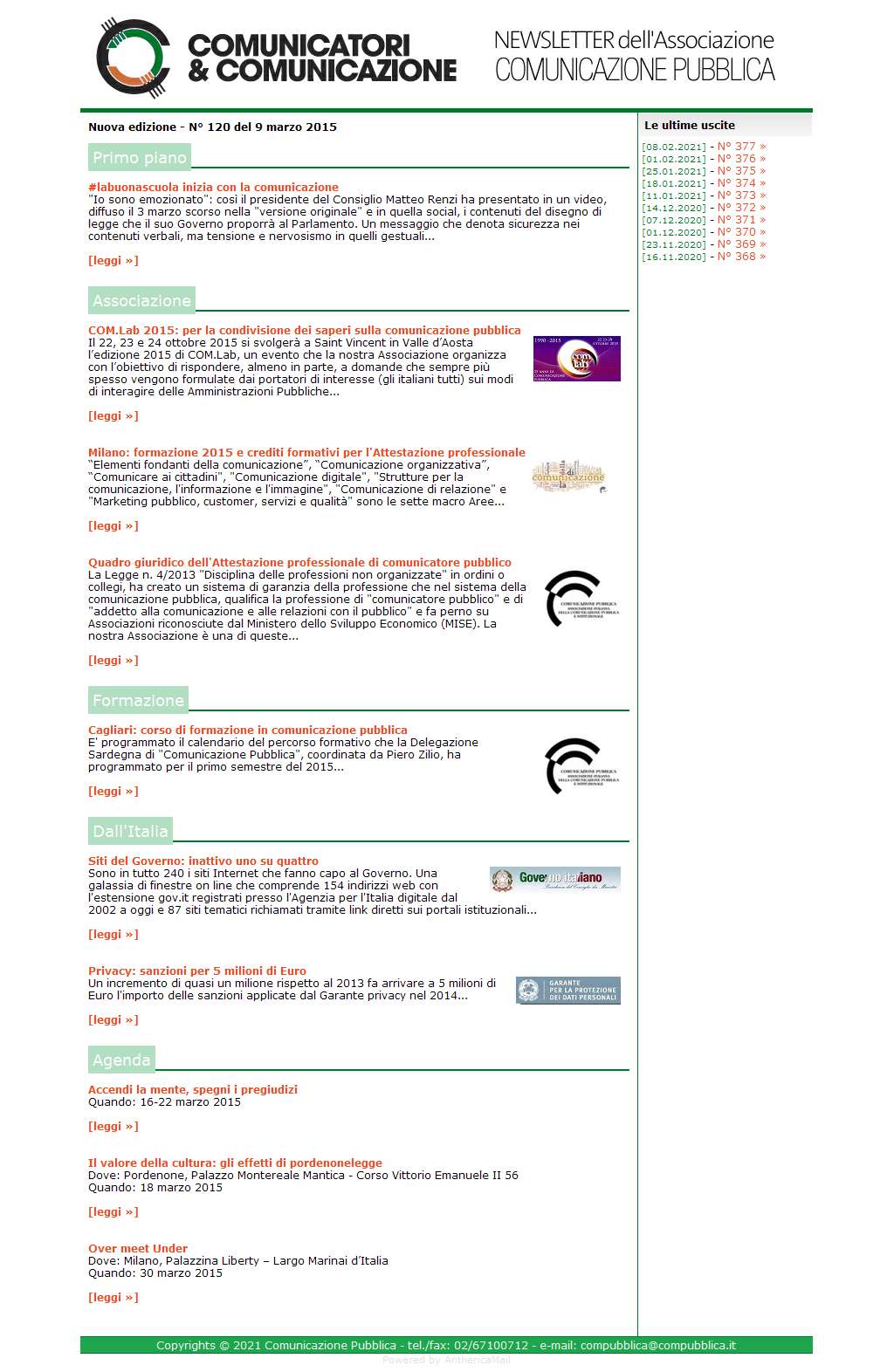 Comunicatori e Comunicazione n� 120 - 9 marzo 2015