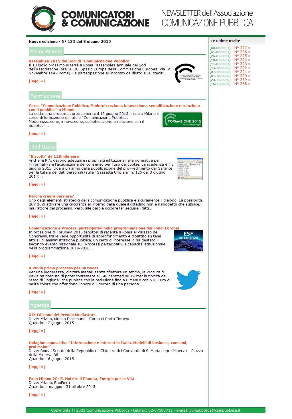 Comunicatori e Comunicazione n� 133 - 8 giugno 2015