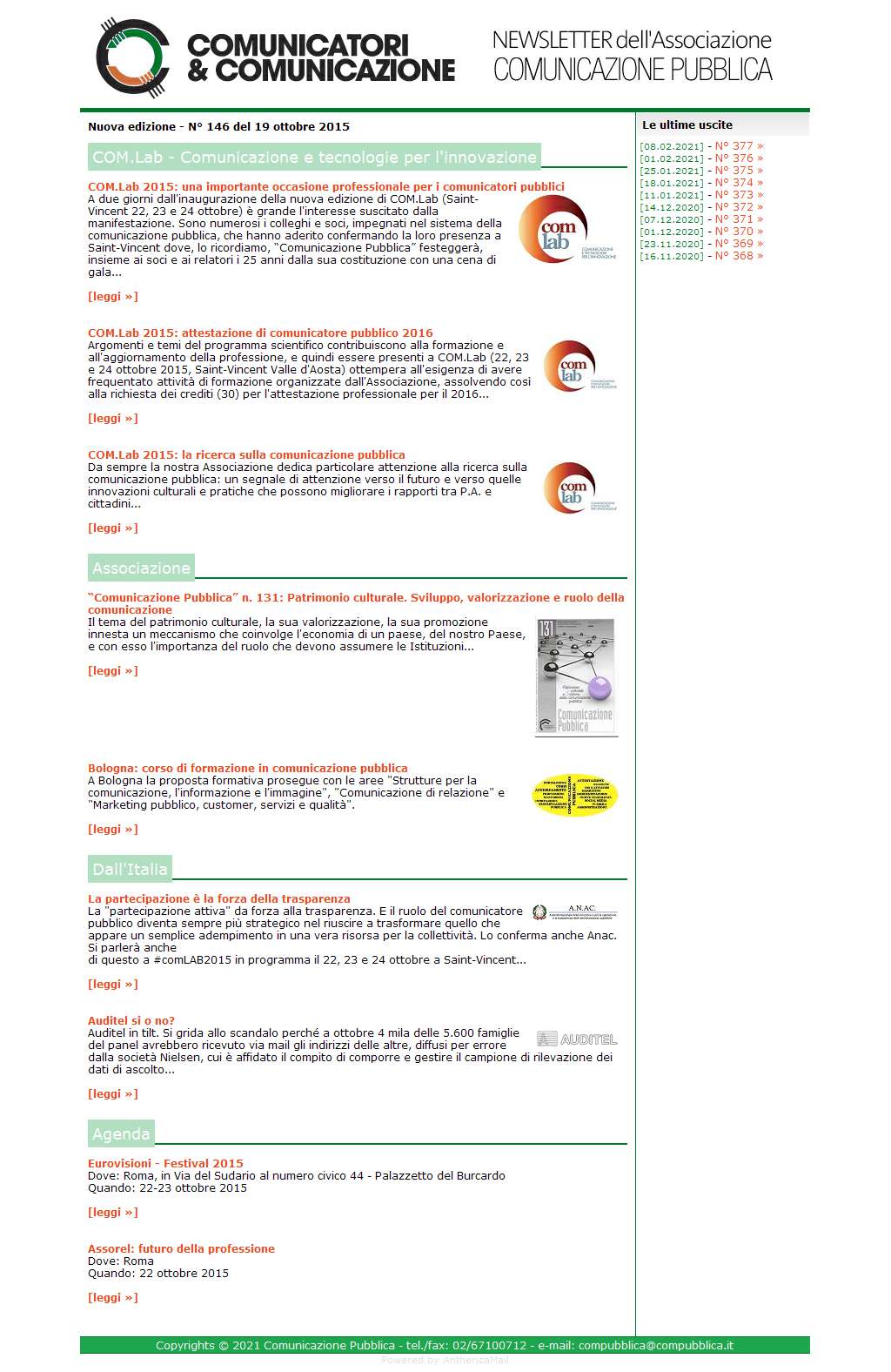 Comunicatori e Comunicazione n� 146 - 19 ottobre 2015