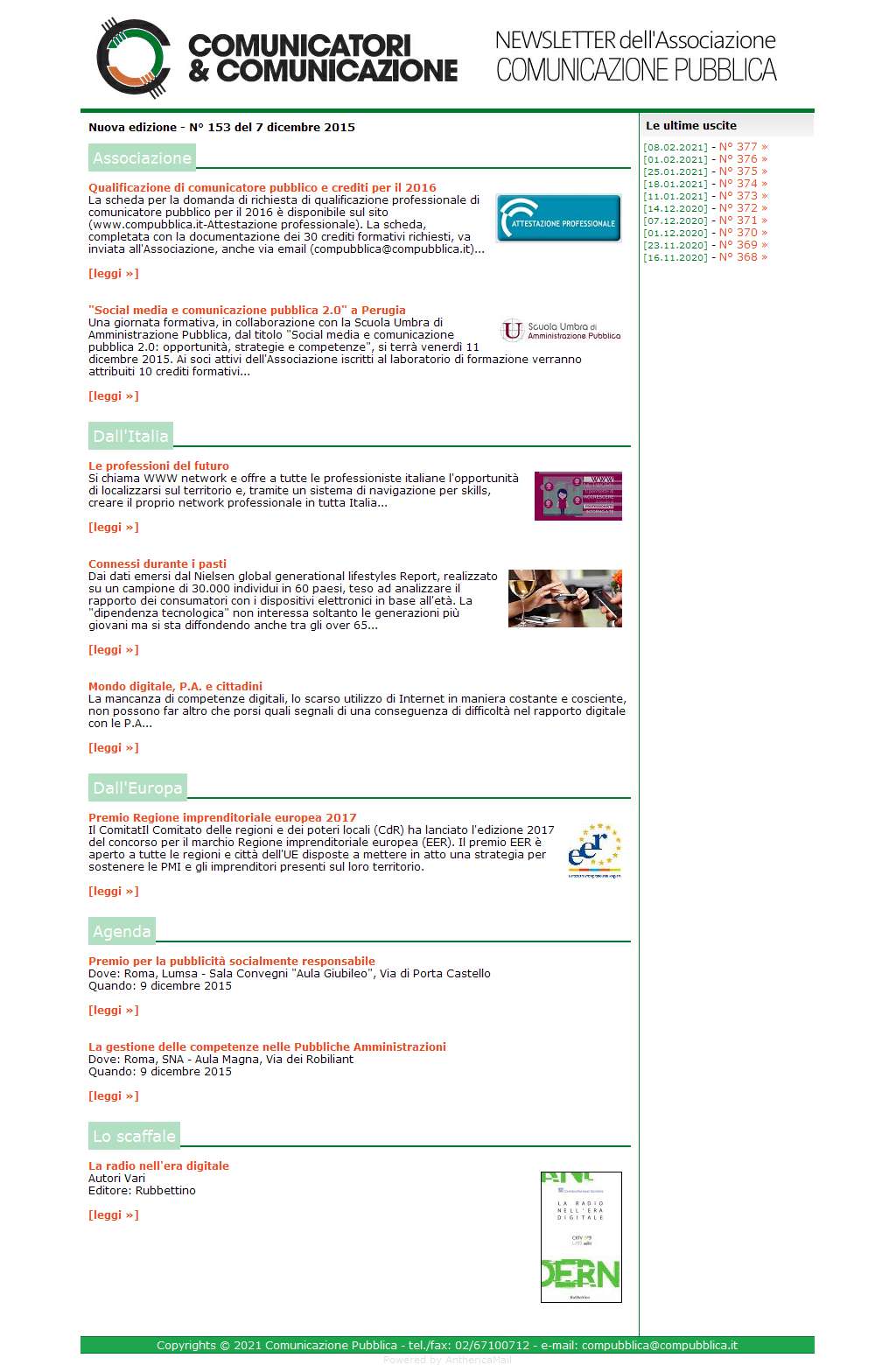 Comunicatori e Comunicazione n� 153 - 7 dicembre 2015