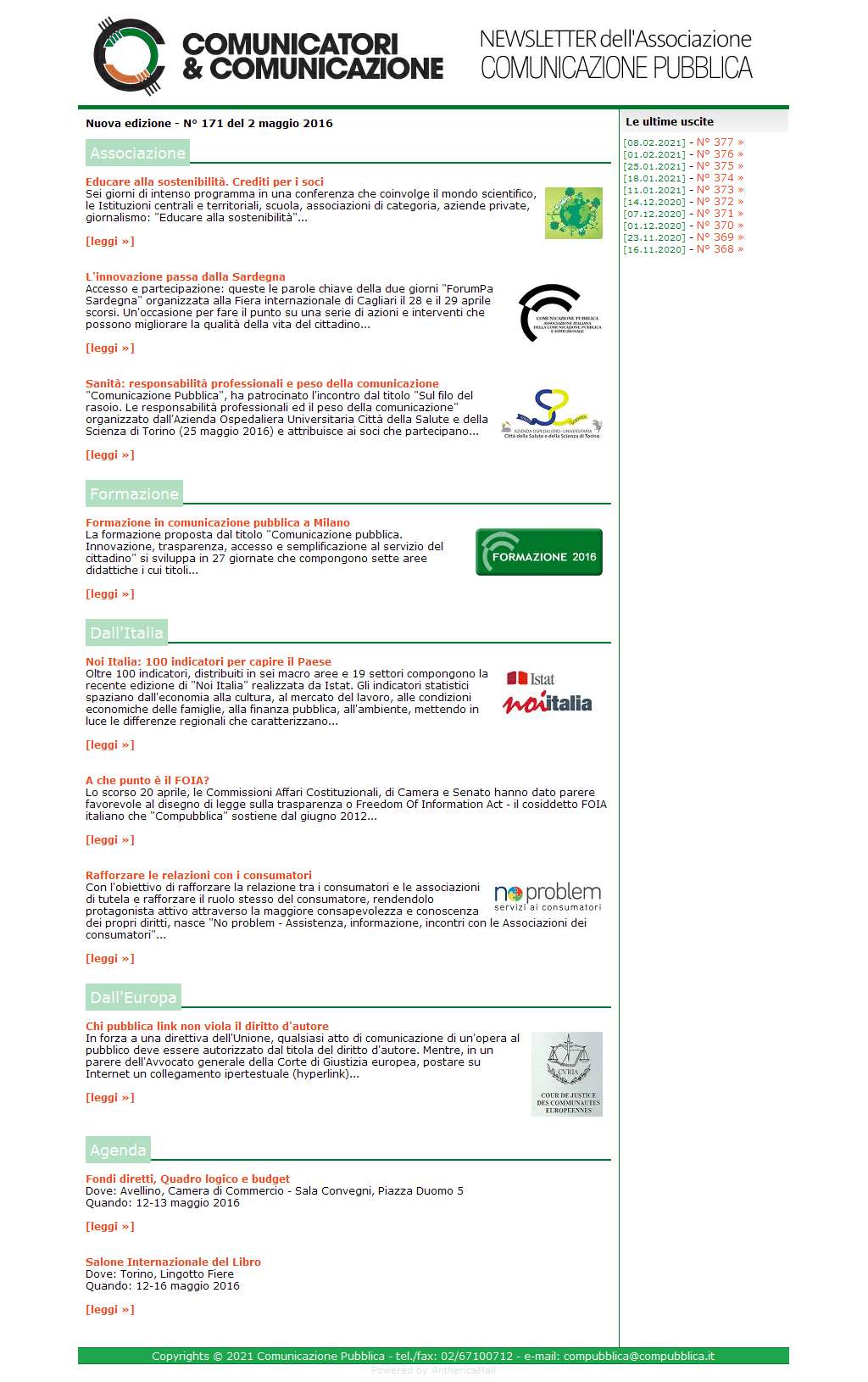 Comunicatori e Comunicazione n� 171 - 02 maggio 2016