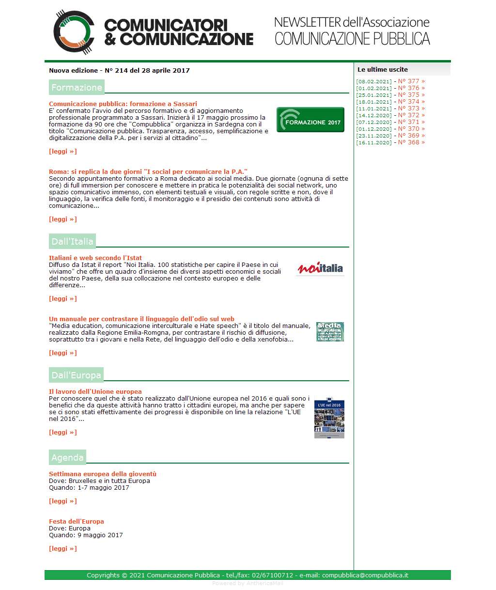 Comunicatori e Comunicazione n� 214 - 2 maggio 2017