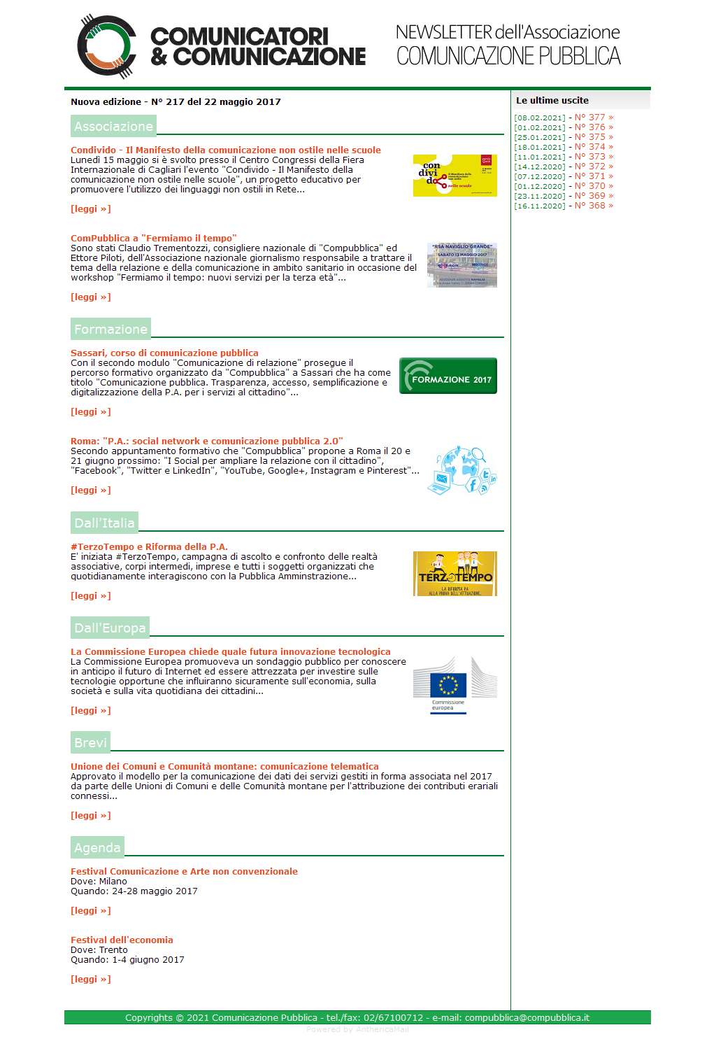 Comunicatori e Comunicazione n� 217 - 22 maggio 2017