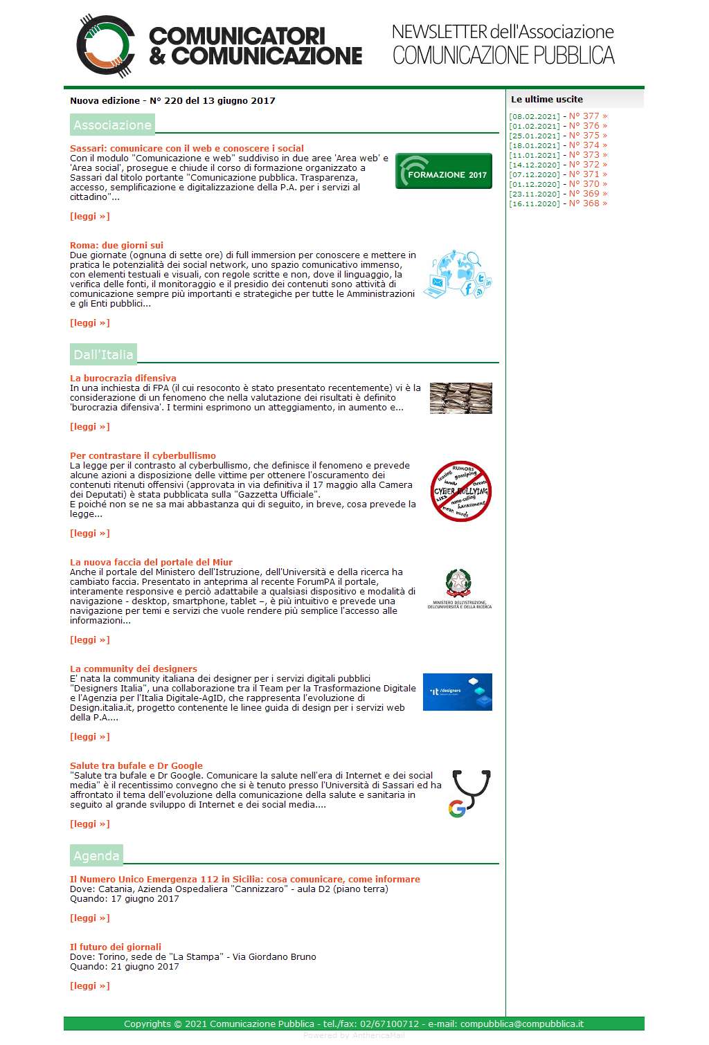 Comunicatori e Comunicazione n� 220 - 12 giugno 2017
