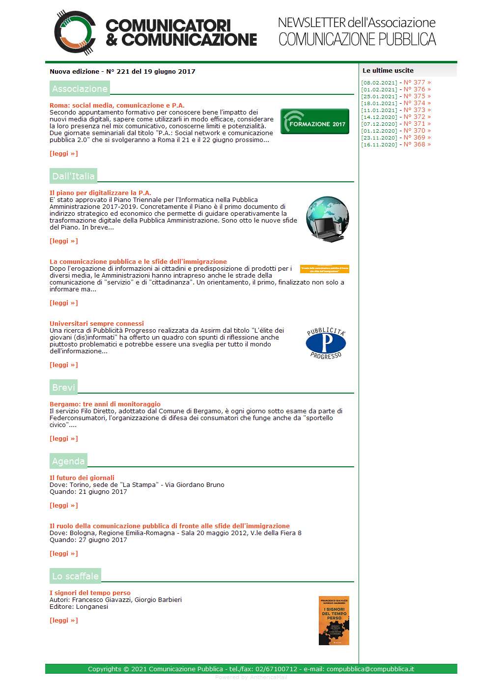 Comunicatori e Comunicazione n� 221 - 19 giugno 2017