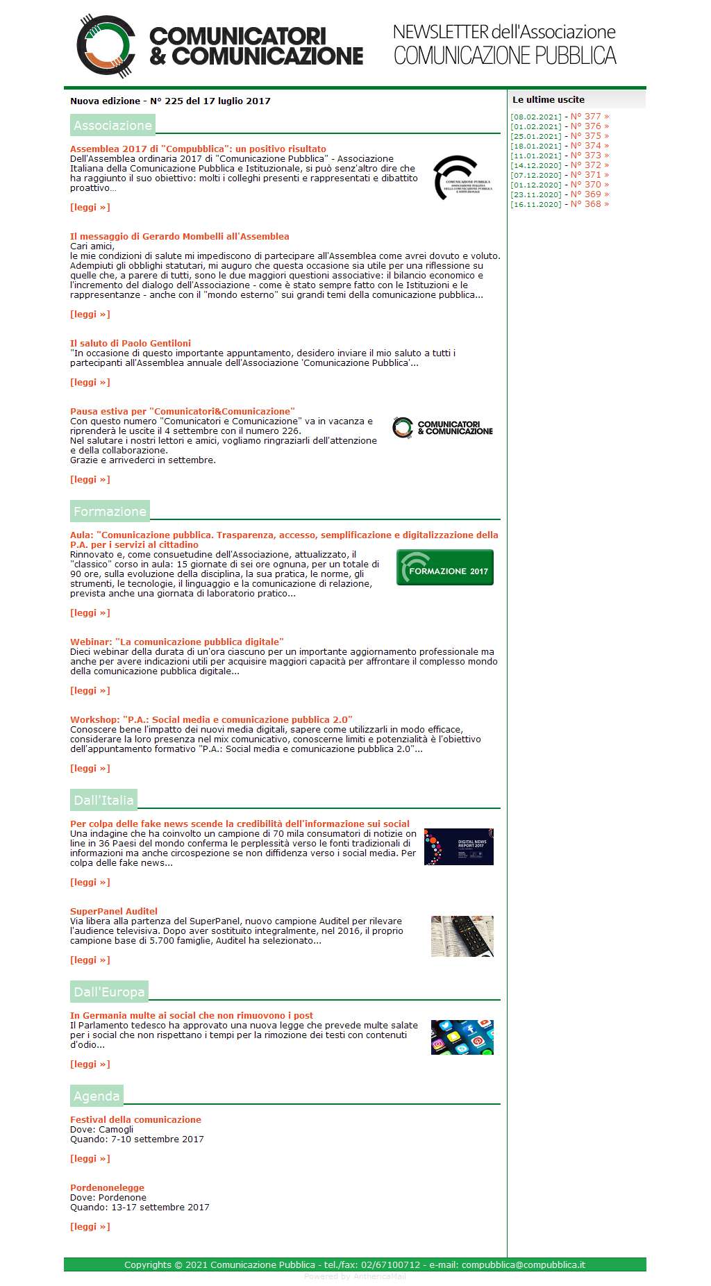 Comunicatori e Comunicazione n� 225 - 17 luglio 2017