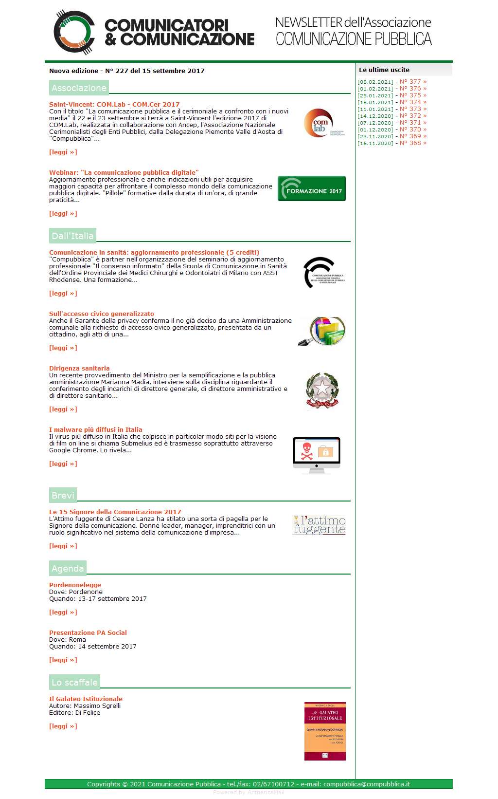 Comunicatori e Comunicazione n� 227 - 11 settembre 2017