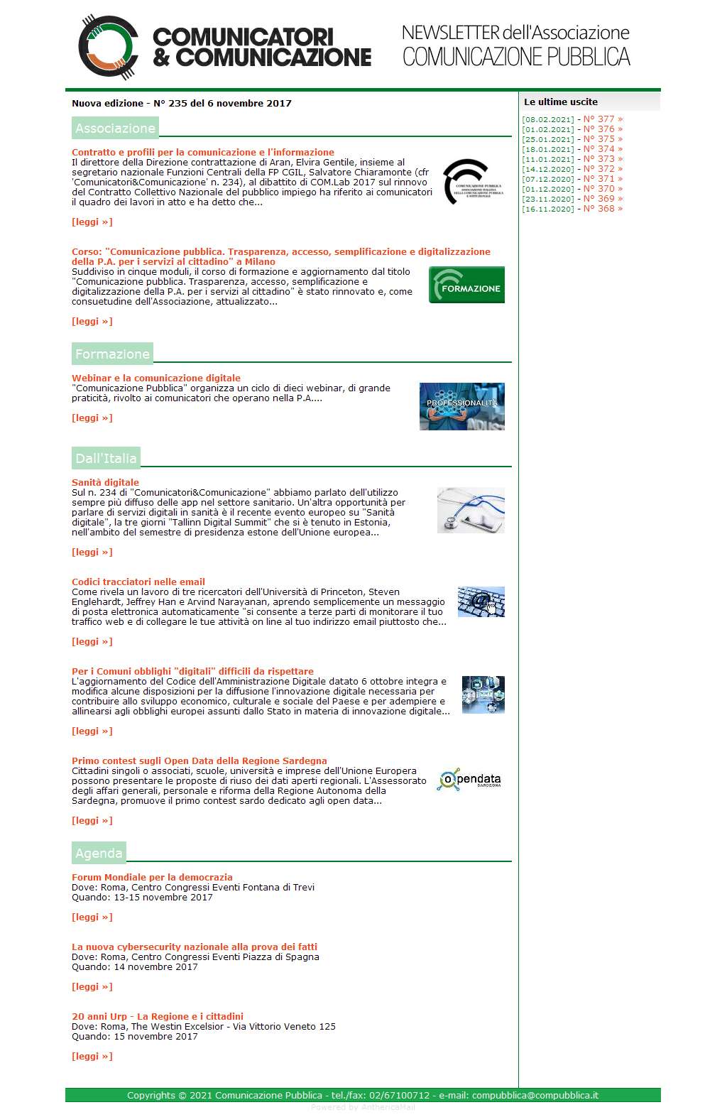Comunicatori e Comunicazione n� 235 - 06 novembre 2017