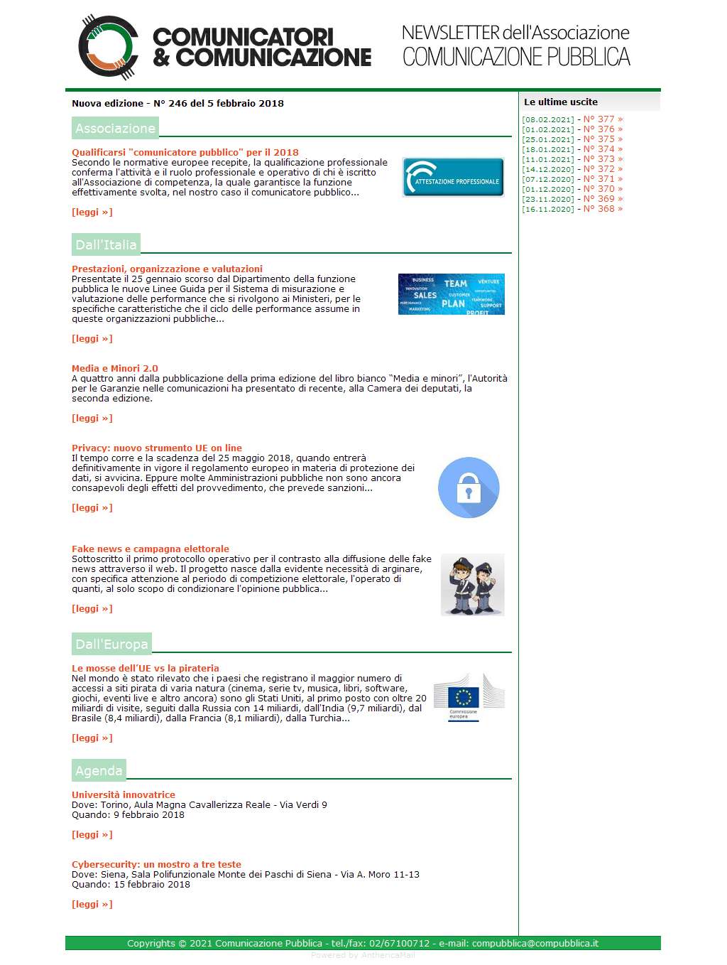 Comunicatori e Comunicazione n� 246 - 5 febbraio 2018