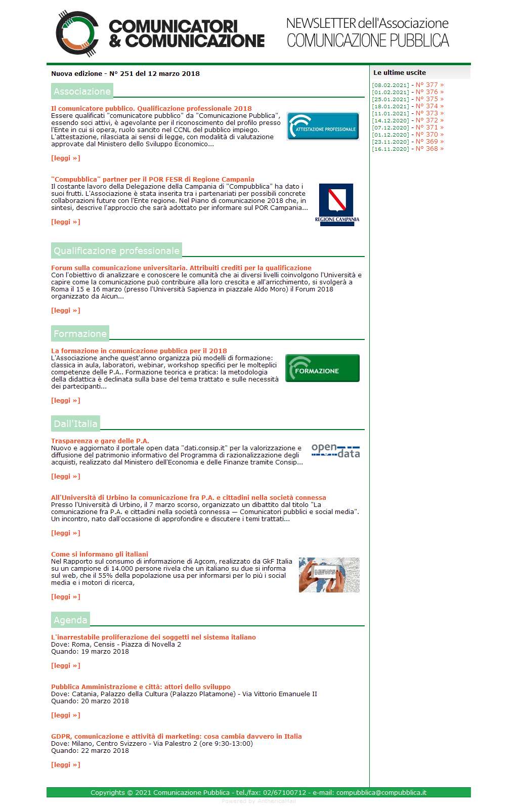 Comunicatori e Comunicazione n� 251 - 12 marzo 2018