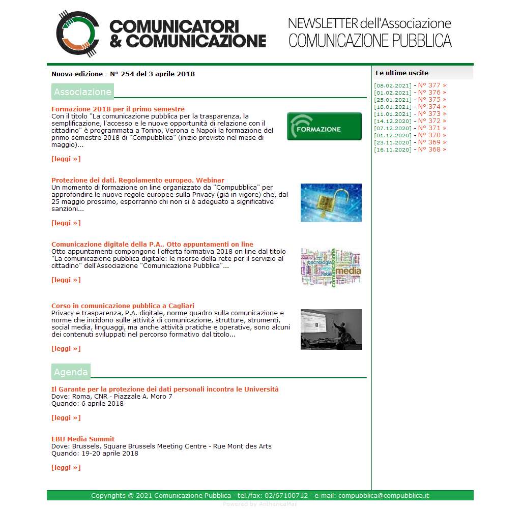 Comunicatori e Comunicazione n� 254 - 3 aprile 2018