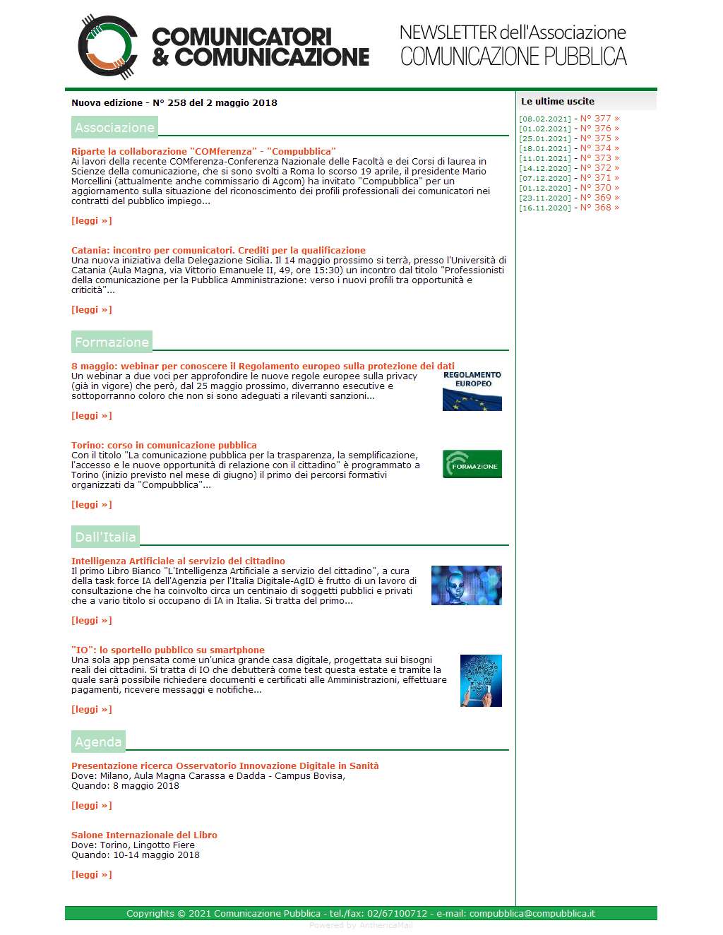 Comunicatori e Comunicazione n� 258 - 2 maggio 2018