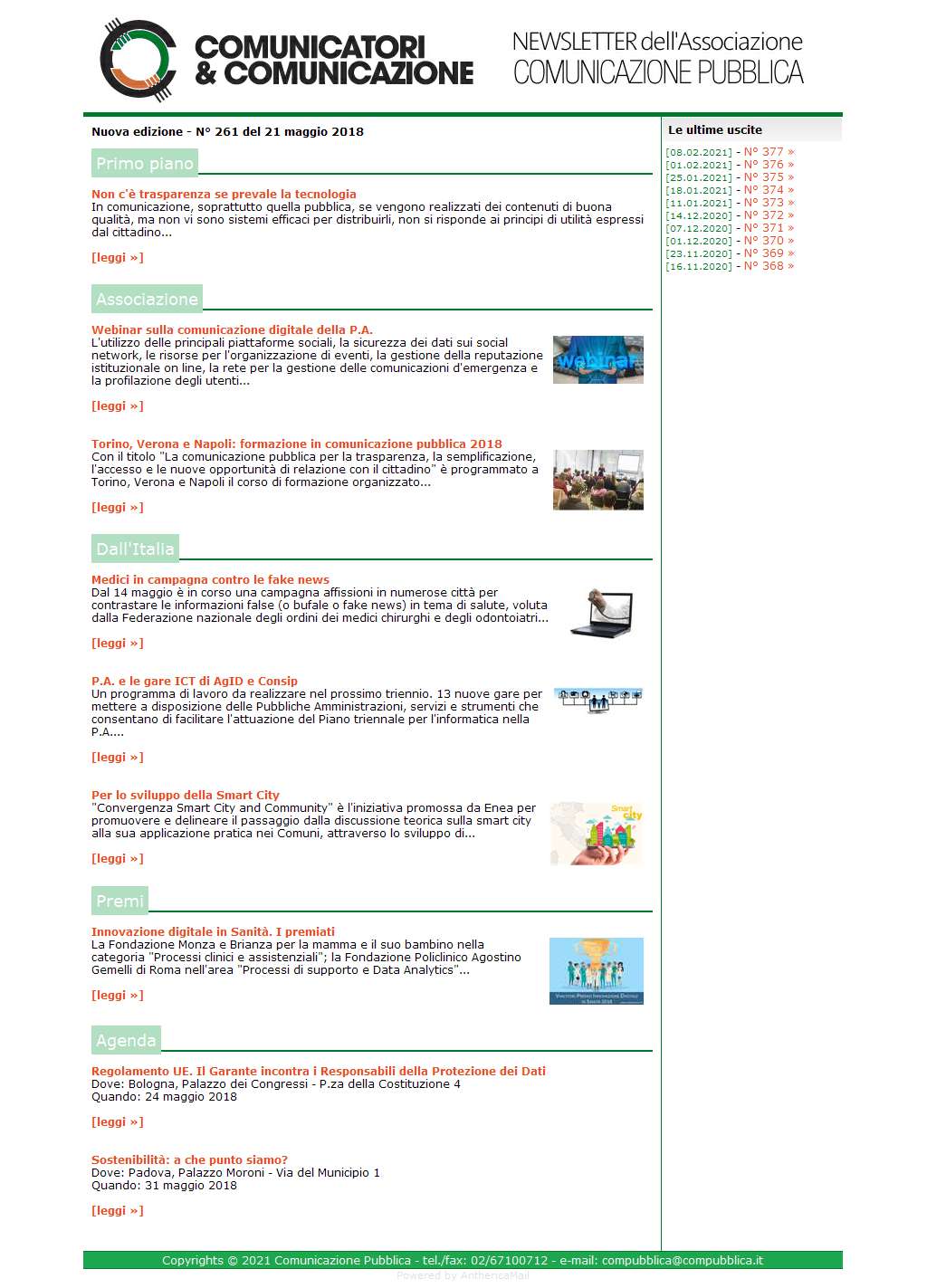 Comunicatori e Comunicazione n� 261 - 21 maggio 2018