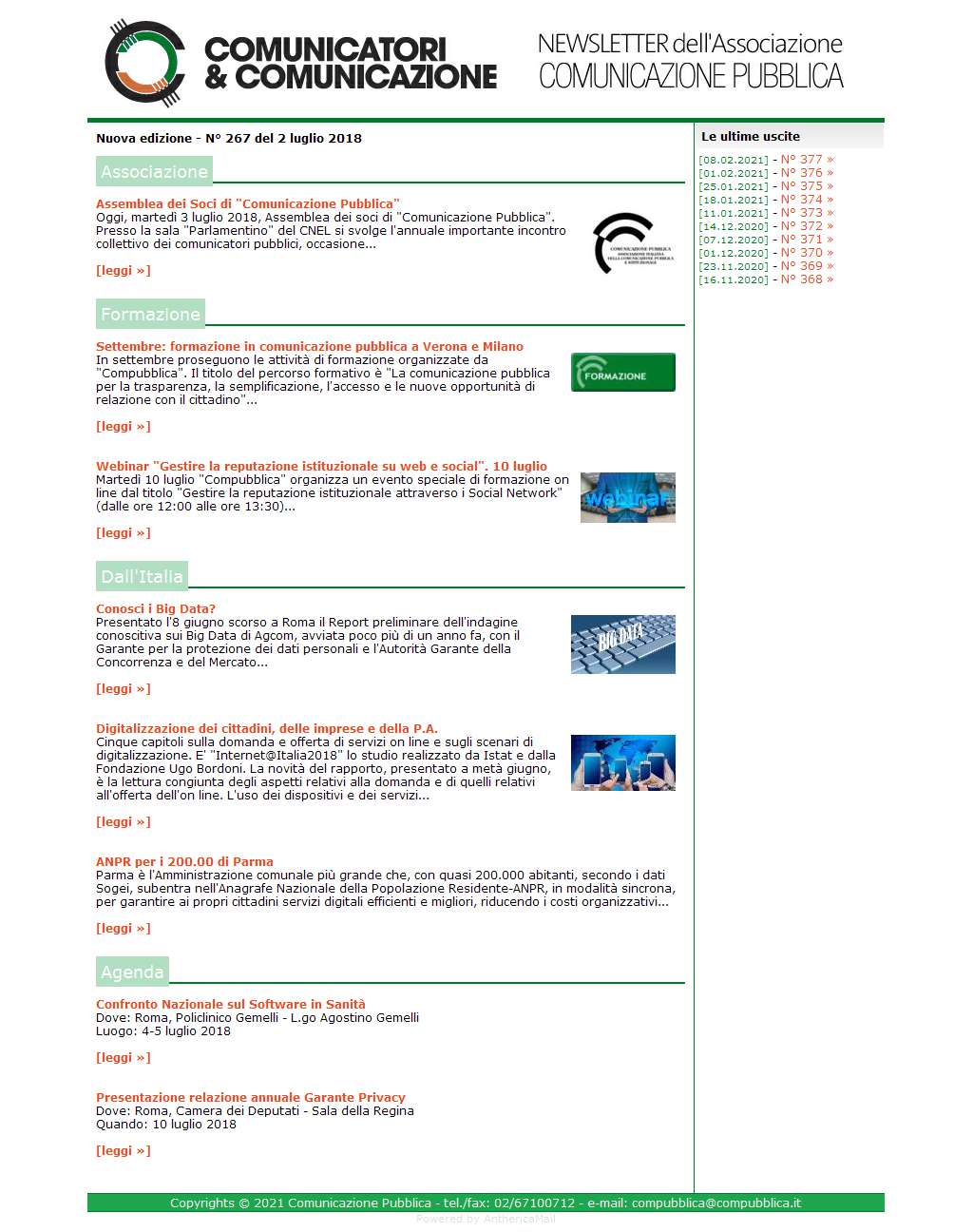 Comunicatori e Comunicazione n� 267 - 2 luglio 2018