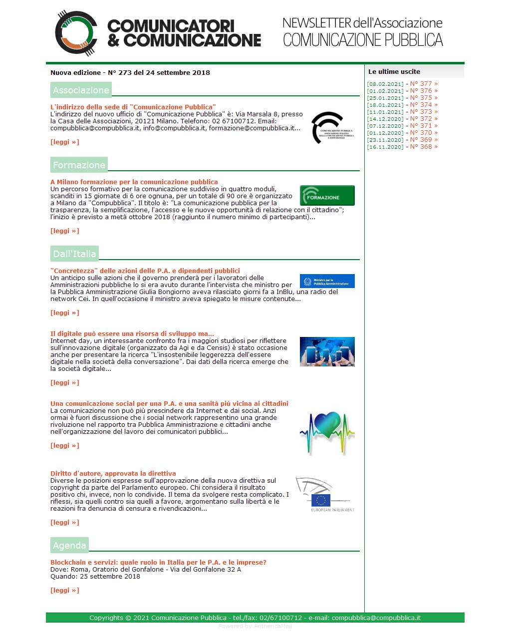 Comunicatori e Comunicazione n� 273 - 24 settembre 2018