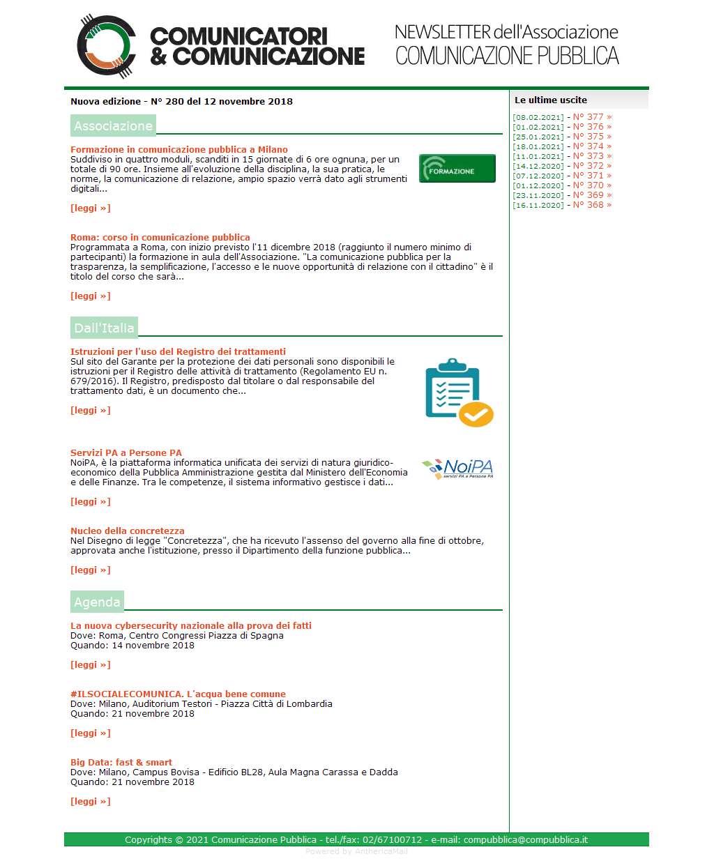 Comunicatori e Comunicazione n� 280 - 12 novembre 2018
