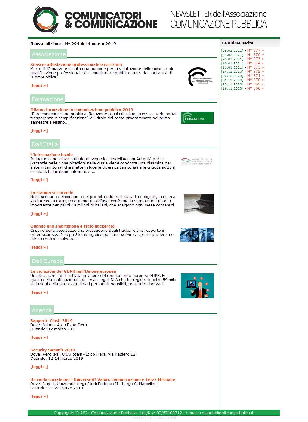 Comunicatori e Comunicazione n� 294 - 4 marzo 2019