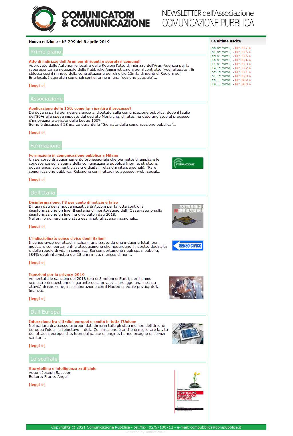 Comunicatori e Comunicazione n� 299 - 8 aprile 2019