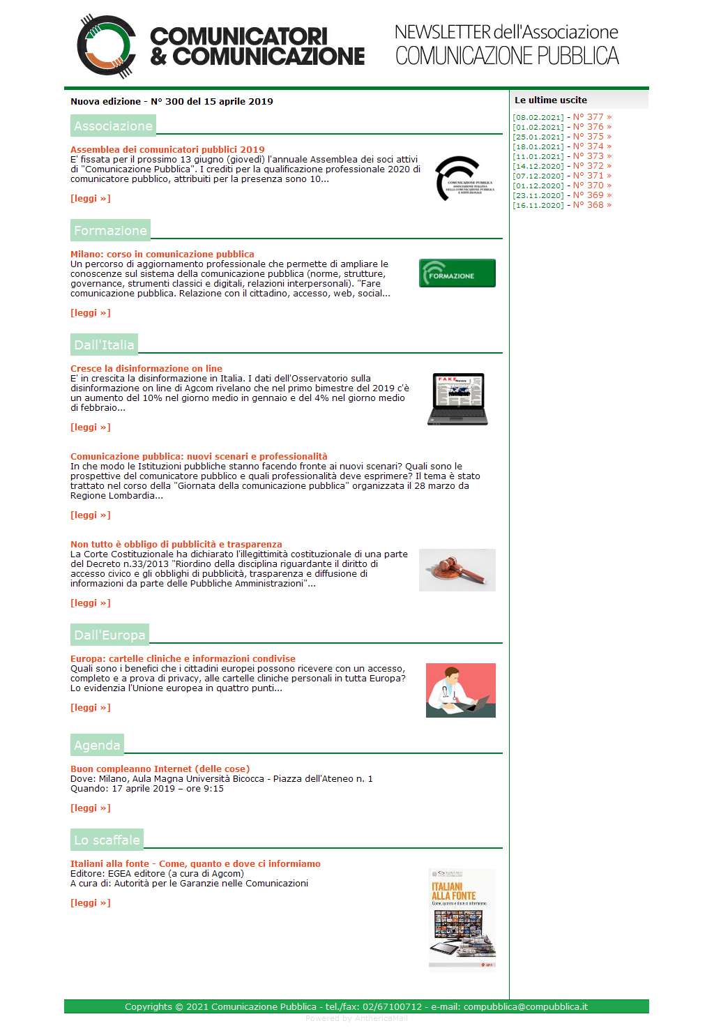 Comunicatori e Comunicazione n� 300 - 15 aprile 2019