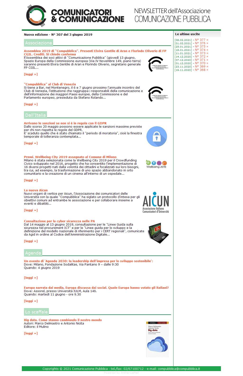 Comunicatori e Comunicazione n� 307 - 3 giugno 2019