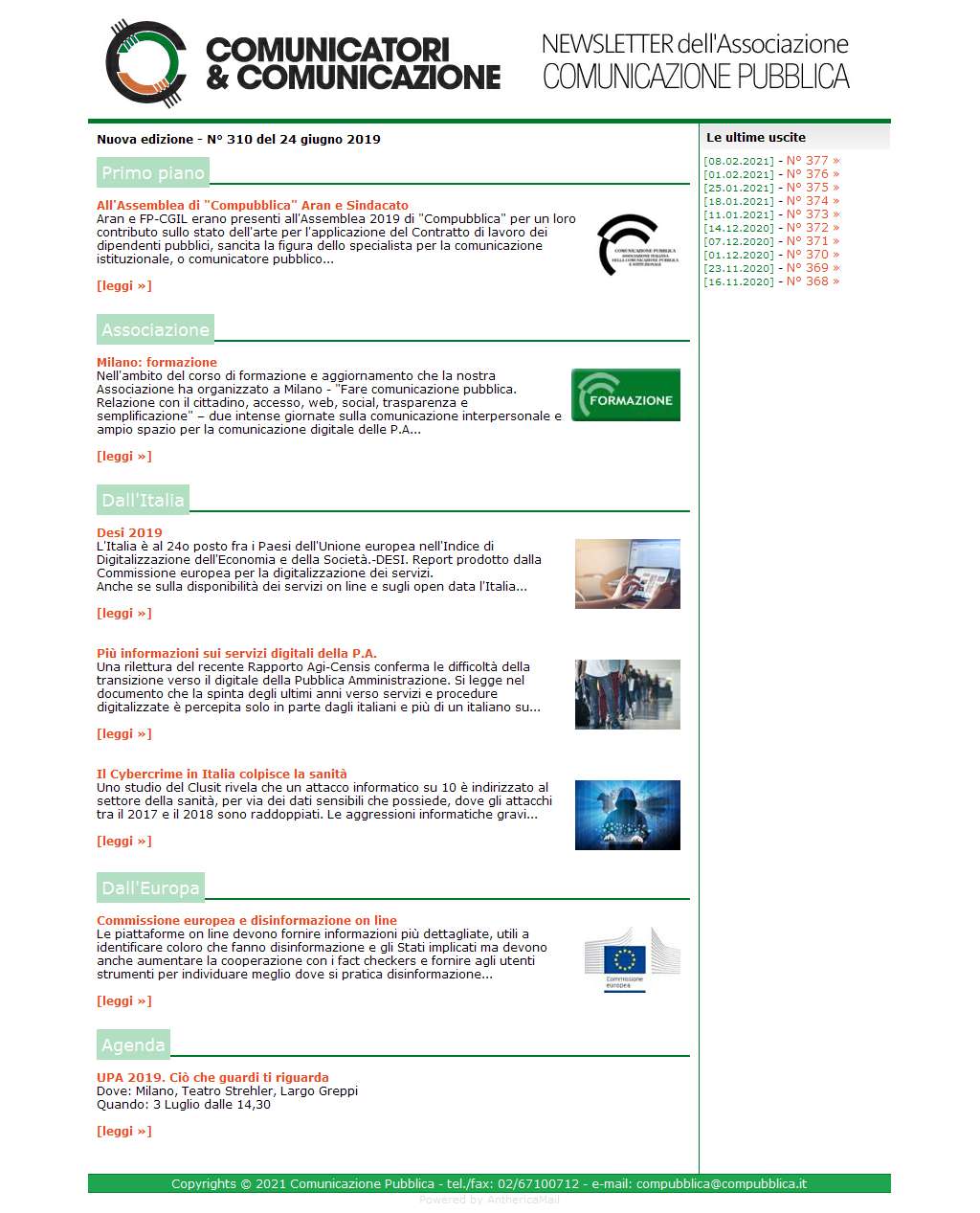 Comunicatori e Comunicazione n� 310 - 24 giugno 2019