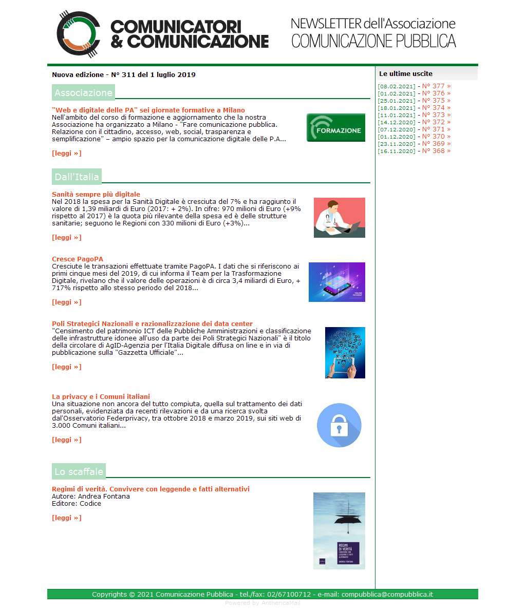 Comunicatori e Comunicazione n� 311 - 1 luglio 2019