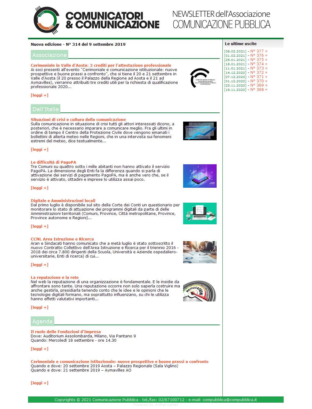 Comunicatori e Comunicazione n� 314 - 9 settembre 2019