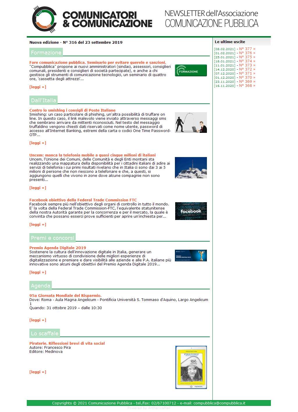 Comunicatori e Comunicazione n� 316 - 23 settembre 2019