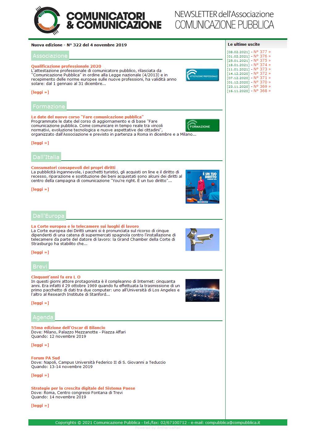 Comunicatori e Comunicazione n� 322 - 4 novembre 2019