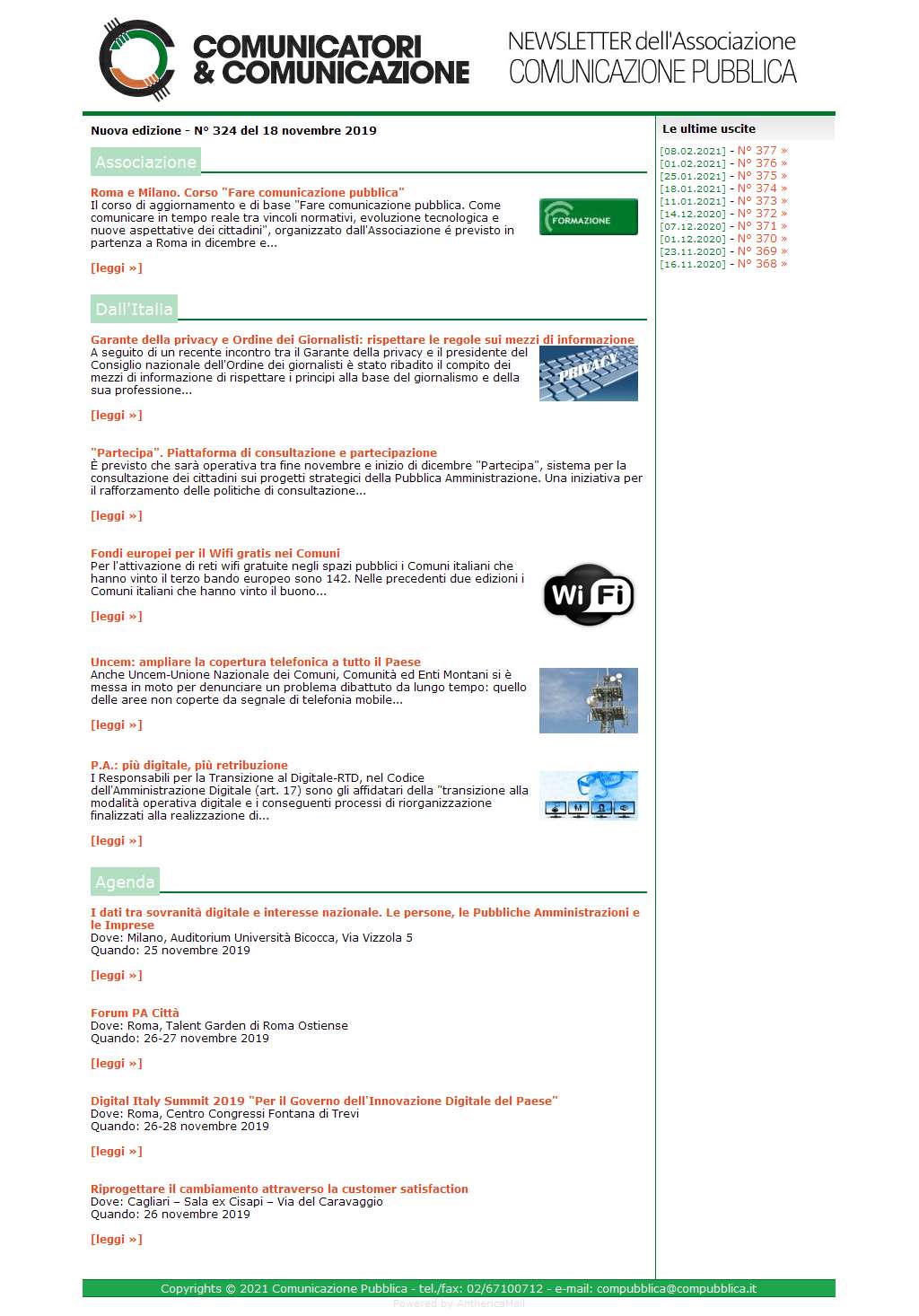 Comunicatori e Comunicazione n� 324 - 18 novembre 2019