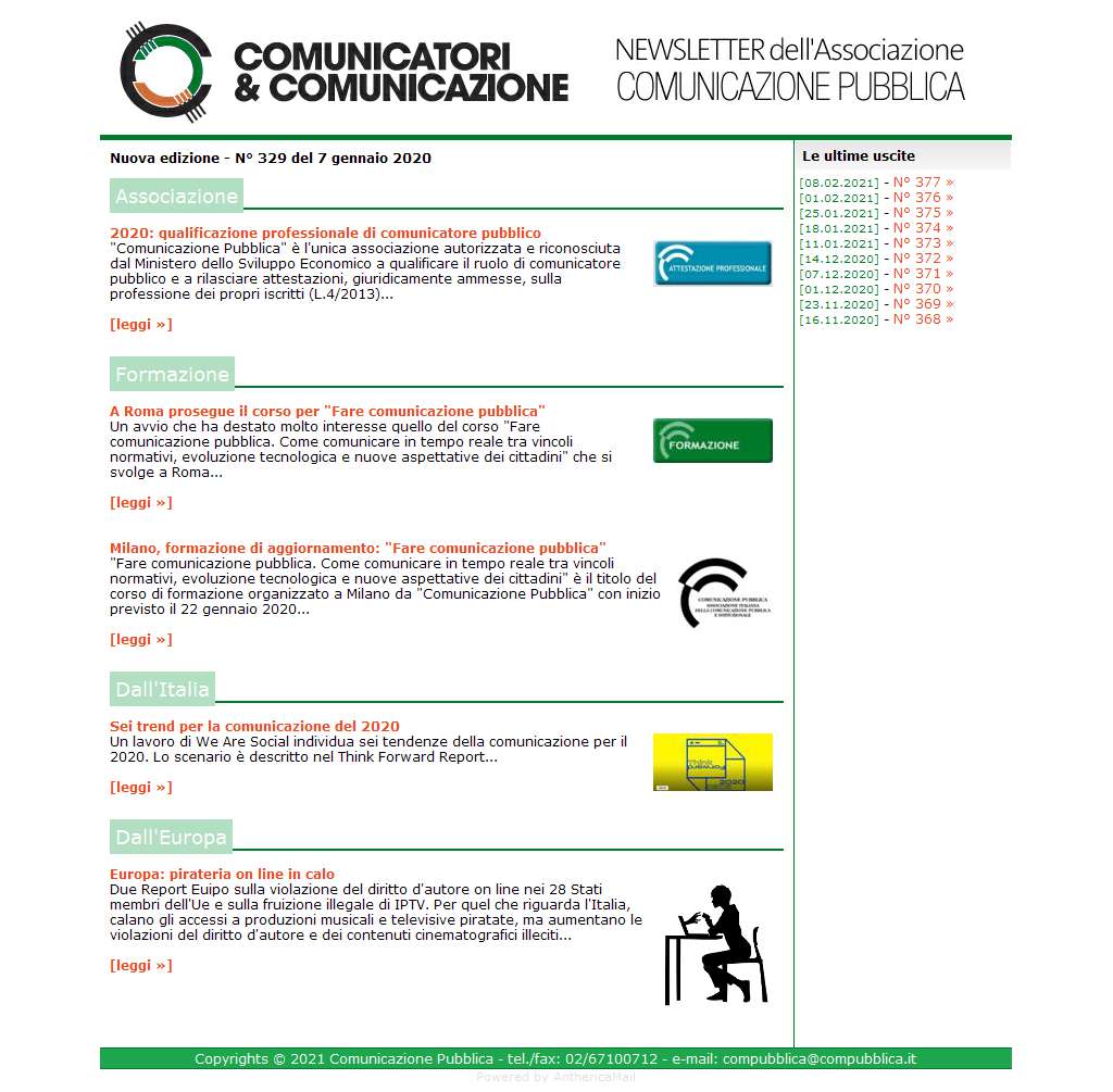 Comunicatori e Comunicazione n� 329 - 7 gennaio 2020