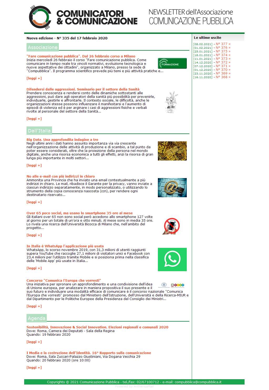 Comunicatori e Comunicazione n� 335 - 17 febbraio 2020