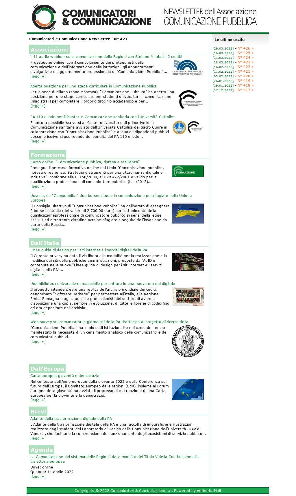 Comunicatori e Comunicazione n� 341 - 30 marzo 2020